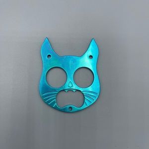 Teal Blue Cat Keychain EDC Gear Safety Cat Bottle Opener Keychain